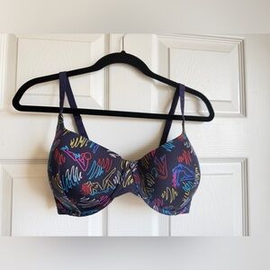 Navy Multicolor Patterned T-Shirt Bra - SXF